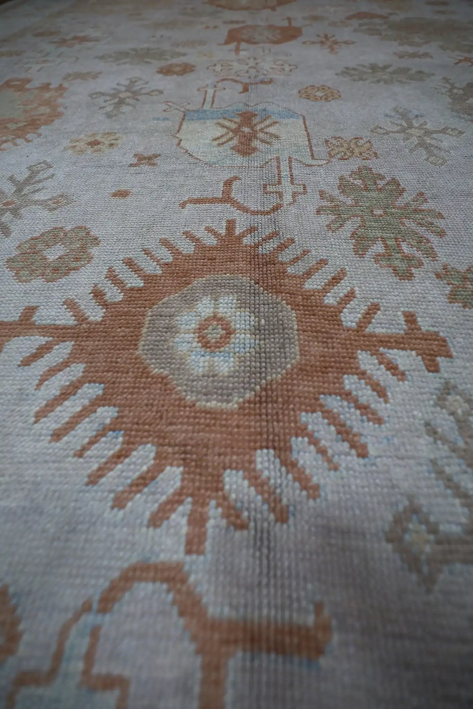 15′ x 21′ Beige Fine Hand-Knotted Vintage Turkish Oushak Rug – Traditional Wool