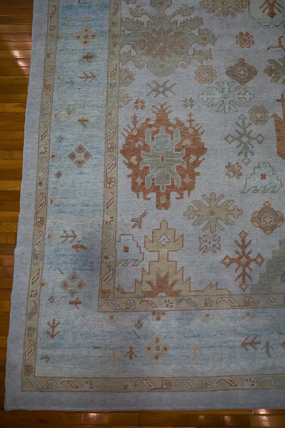 15′ x 21′ Beige Fine Hand-Knotted Vintage Turkish Oushak Rug – Traditional Wool
