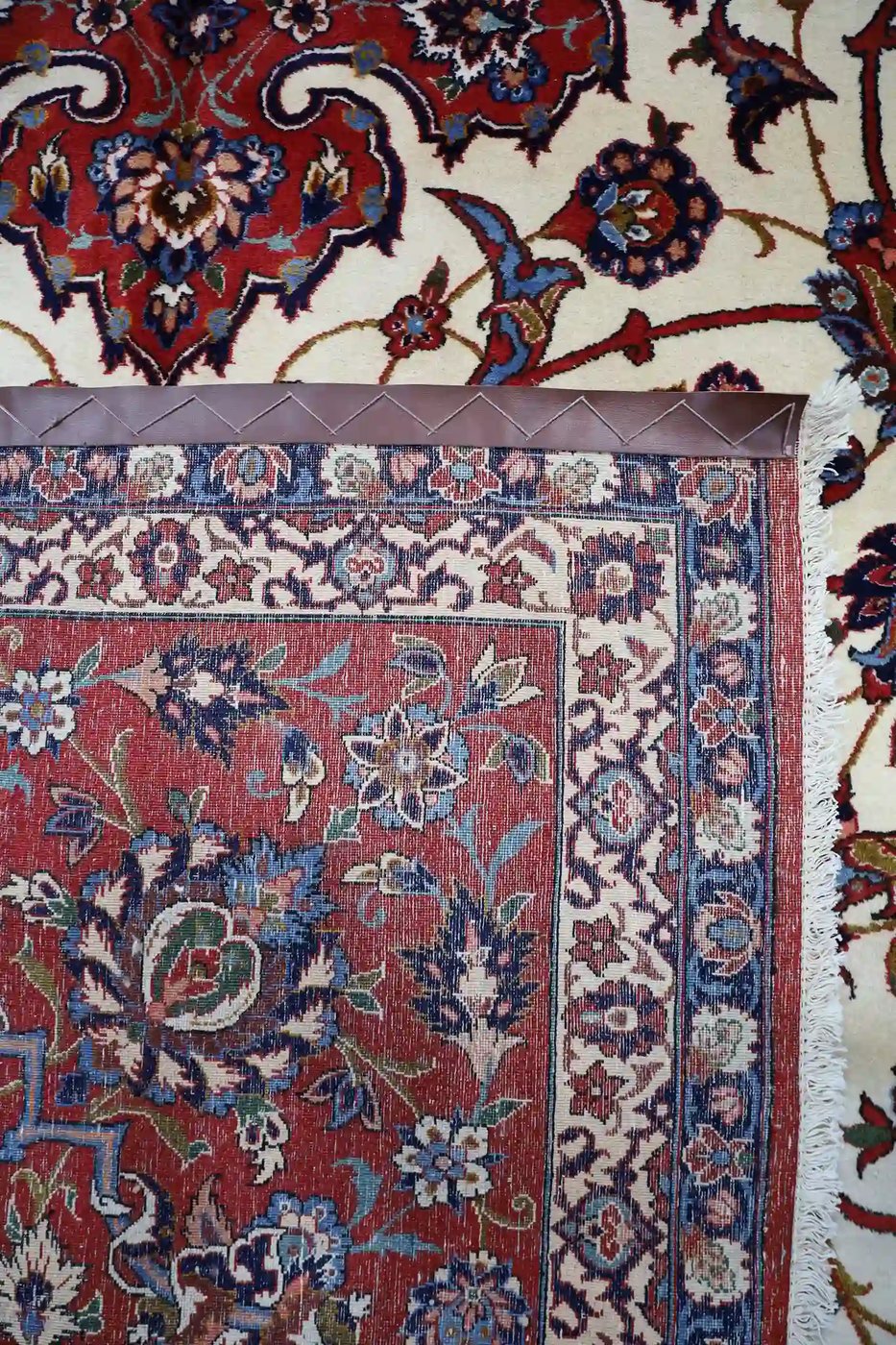 12′ x 20′ Ivory Fine Hand-Knotted Semi Antique Persian Isfahan Rug – Traditional Wool