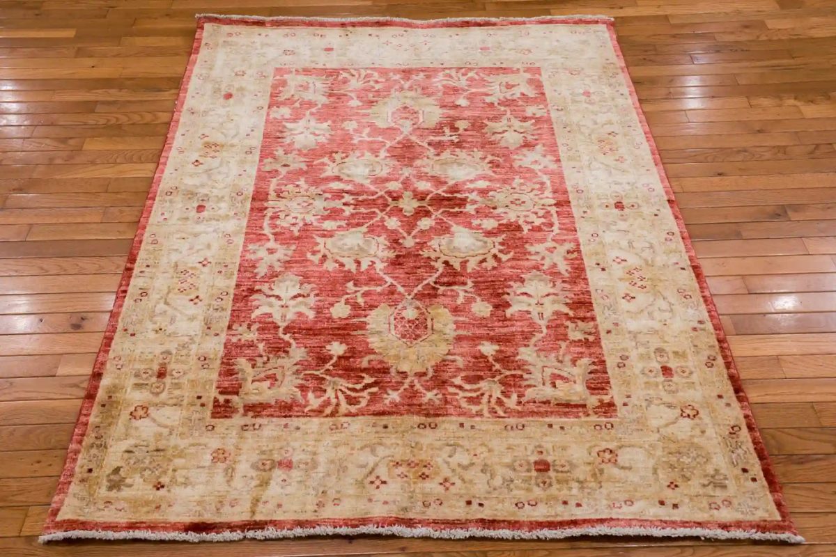 4′ x 6′ Red Fine Hand-Knotted Pakistan Sultanabad Rug – Traditional Wool