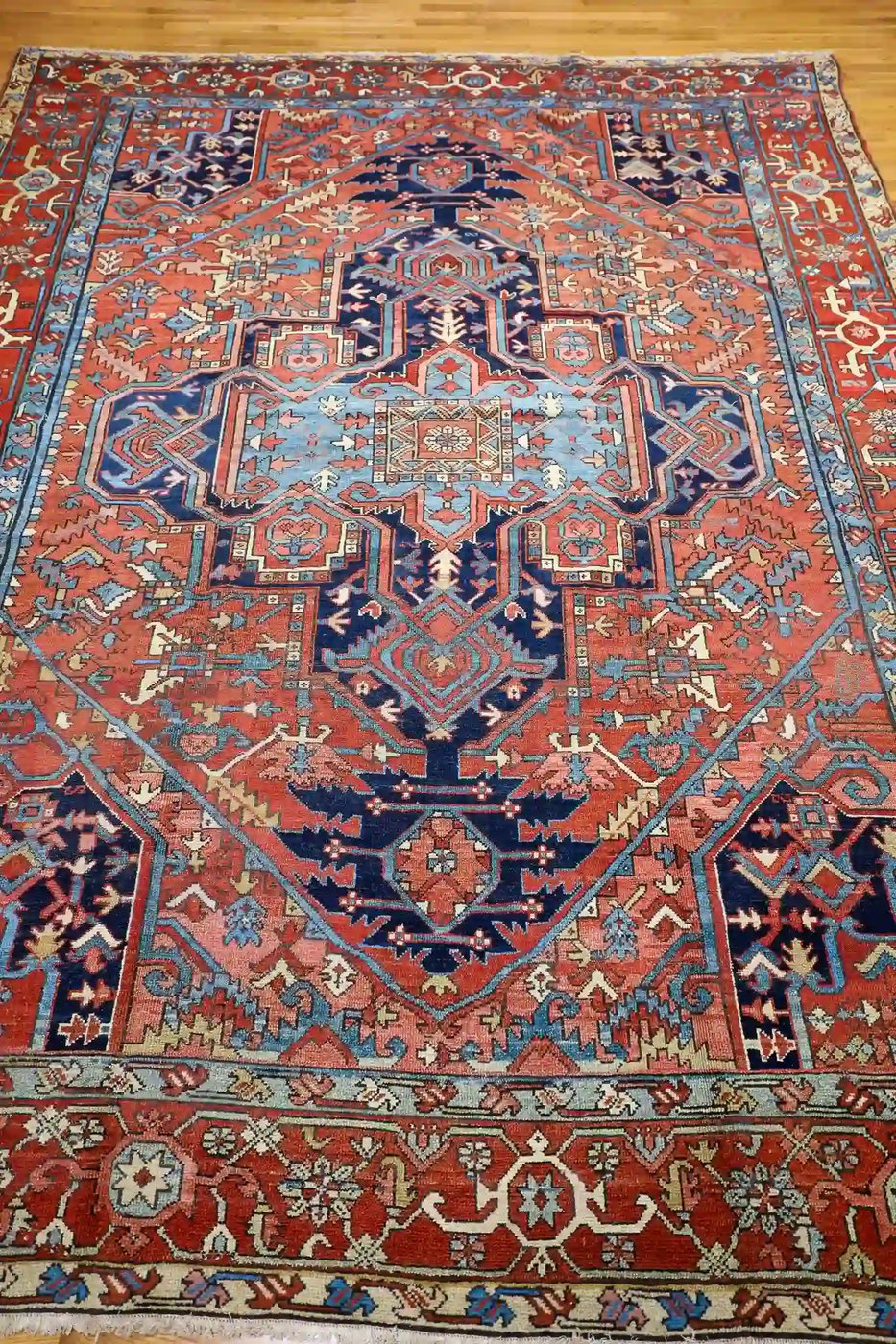 10′ x 13′ Rust Fine Hand-Knotted Persian Antique Serapi Rug – Traditional Wool