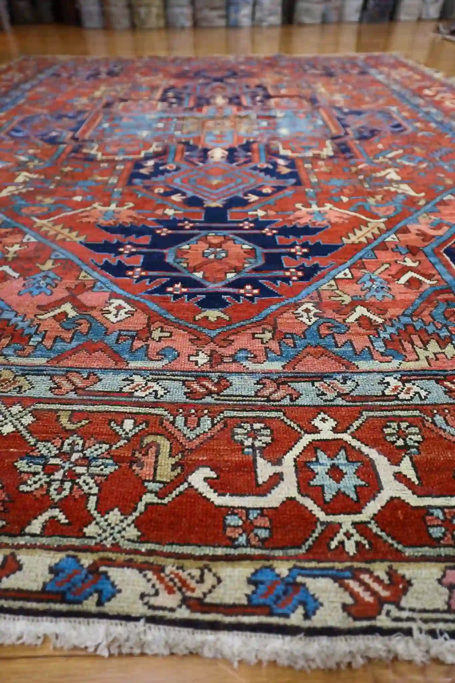 10′ x 13′ Rust Fine Hand-Knotted Persian Antique Serapi Rug – Traditional Wool
