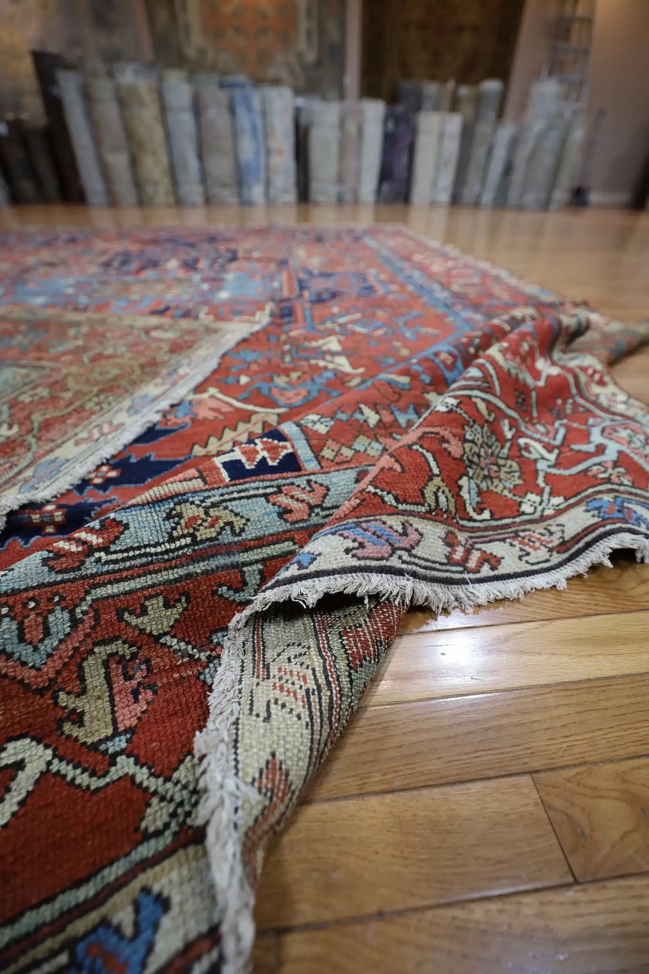 10′ x 13′ Rust Fine Hand-Knotted Persian Antique Serapi Rug – Traditional Wool
