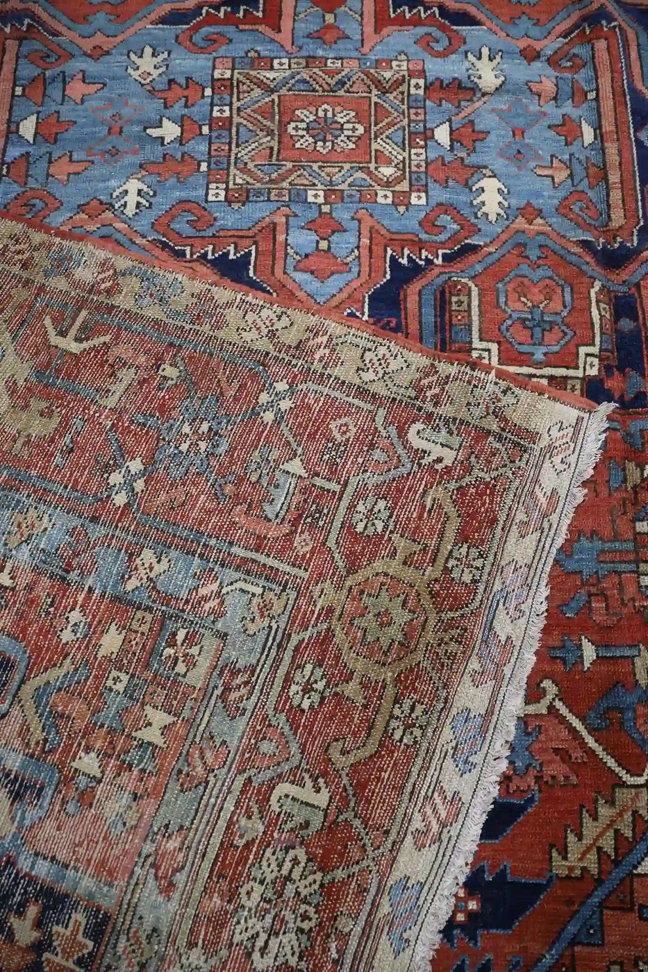 10′ x 13′ Rust Fine Hand-Knotted Persian Antique Serapi Rug – Traditional Wool