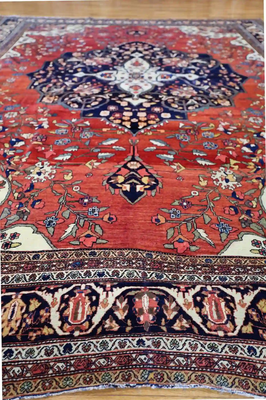 10′ x 12′ Red Fine Hand-Knotted Persian Antique Sarouk Farahan Rug – Traditional Wool