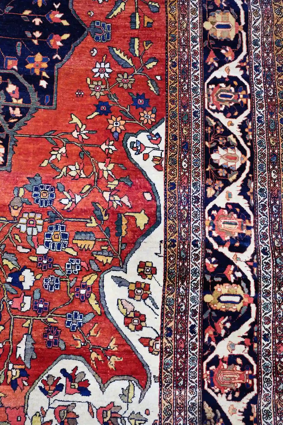 10′ x 12′ Red Fine Hand-Knotted Persian Antique Sarouk Farahan Rug – Traditional Wool