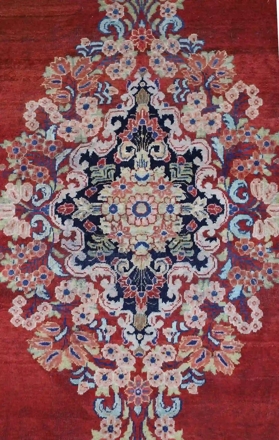 11′ x 14′ Red Fine Hand-Knotted Persian Mahal Rug – Traditional Wool
