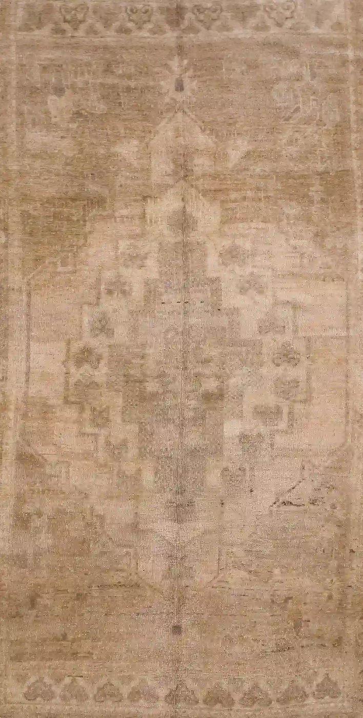 6′ x 9′ Beige Fine Hand-Knotted Turkish Oushak Rug – Vintage Wool