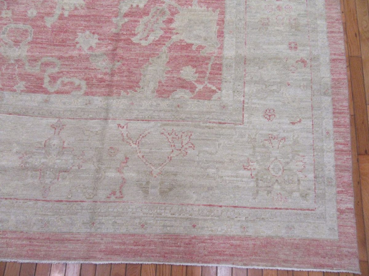 11′ x 15′ Red Fine Hand-Knotted Turkish Oushak Rug – Transitional Wool