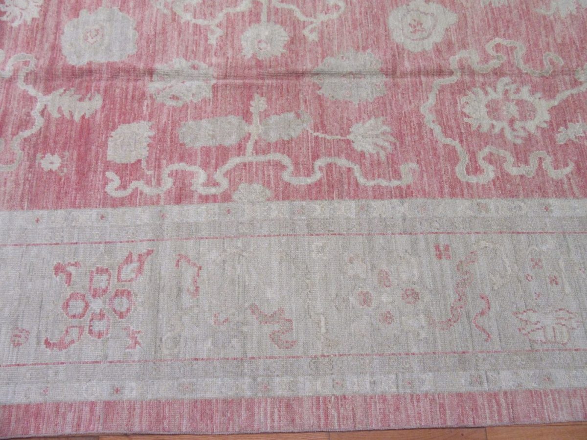 11′ x 15′ Red Fine Hand-Knotted Turkish Oushak Rug – Transitional Wool