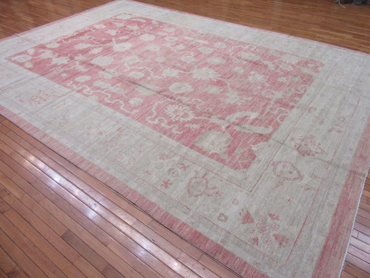 11′ x 15′ Red Fine Hand-Knotted Turkish Oushak Rug – Transitional Wool