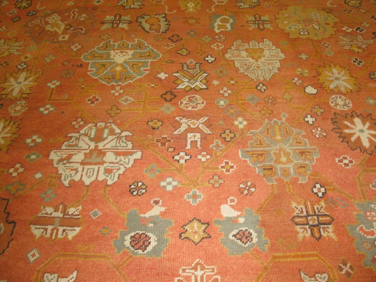 14′ x 17′ Terracotta Fine Hand-Knotted Turkish Antique Oushak Rug – Traditional Wool