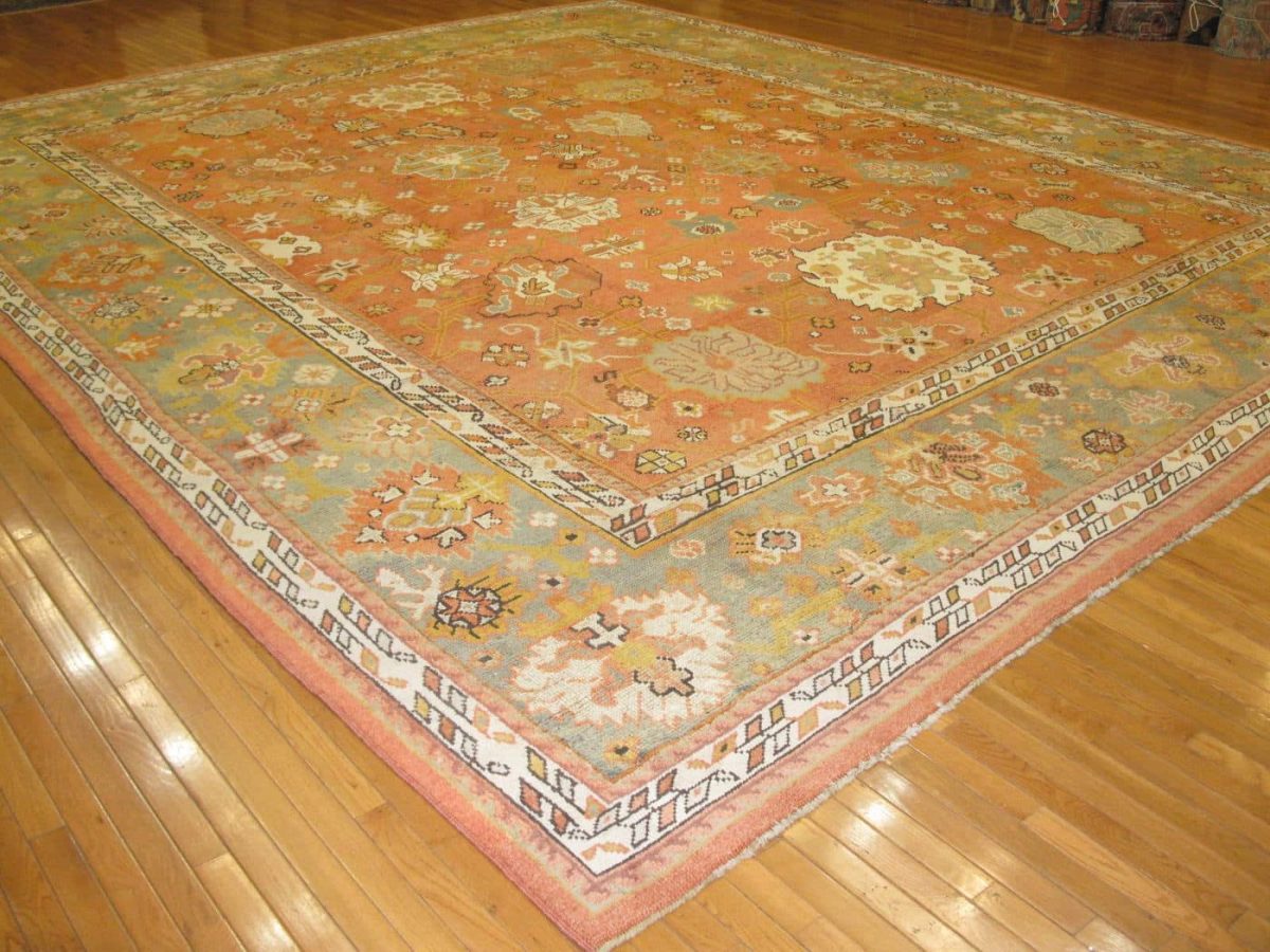 14′ x 17′ Terracotta Fine Hand-Knotted Turkish Antique Oushak Rug – Traditional Wool