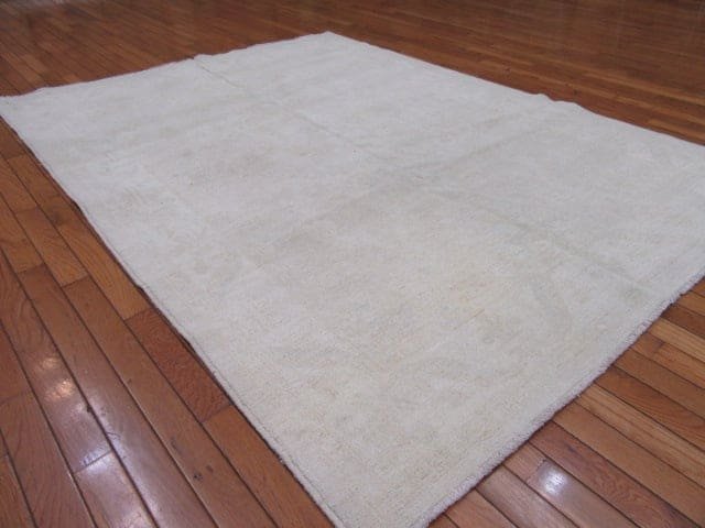 5′ x 6′ Beige Fine Hand-Knotted Pakistani Oushak Rug – Transitional Wool