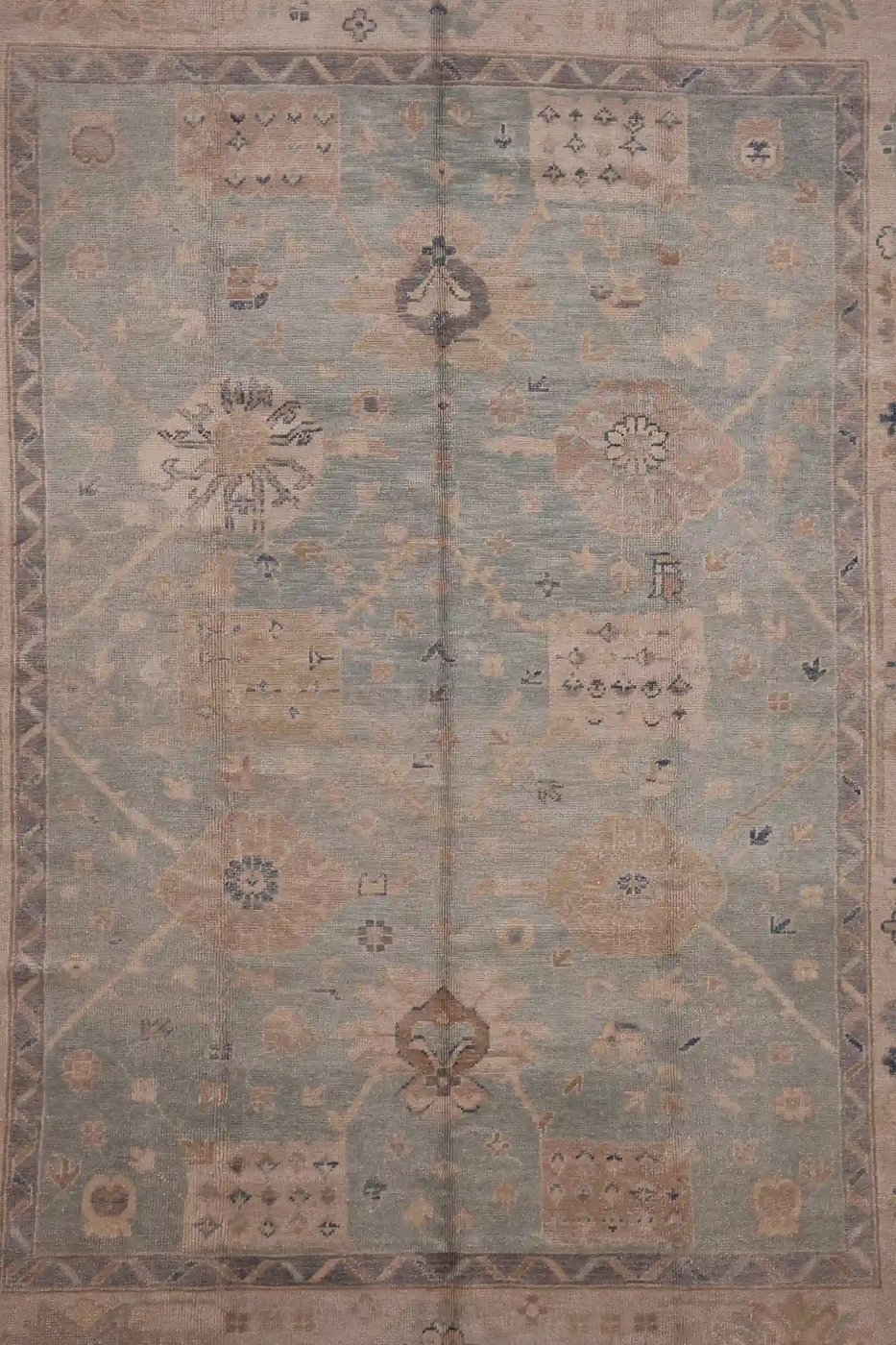 9′ x 12′ Pale Blue Fine Hand-Knotted Turkish Oushak Rug – Transitional Wool