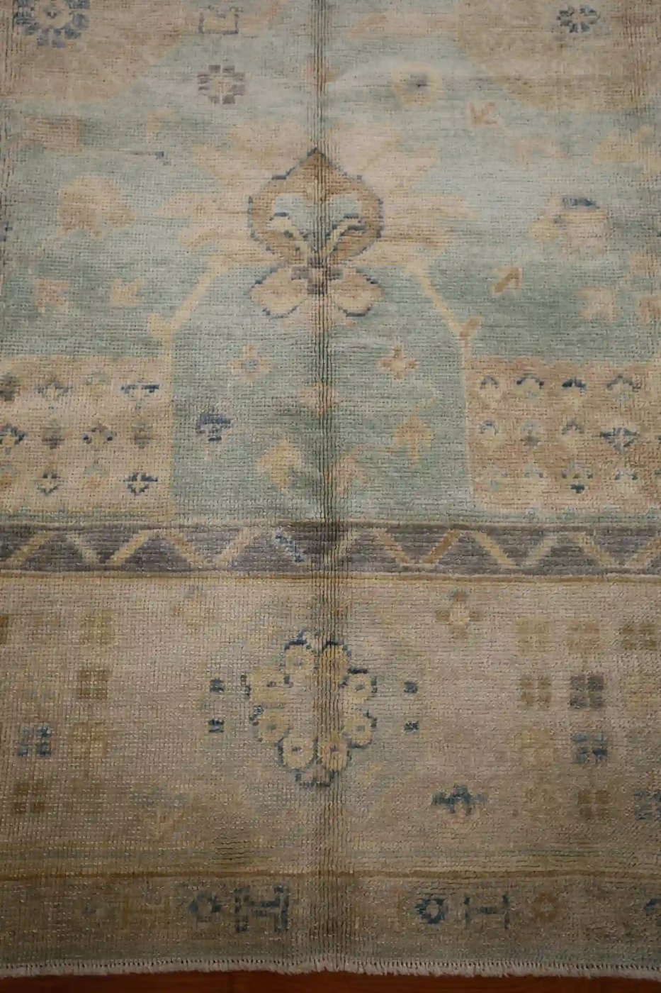 9′ x 12′ Pale Blue Fine Hand-Knotted Turkish Oushak Rug – Transitional Wool