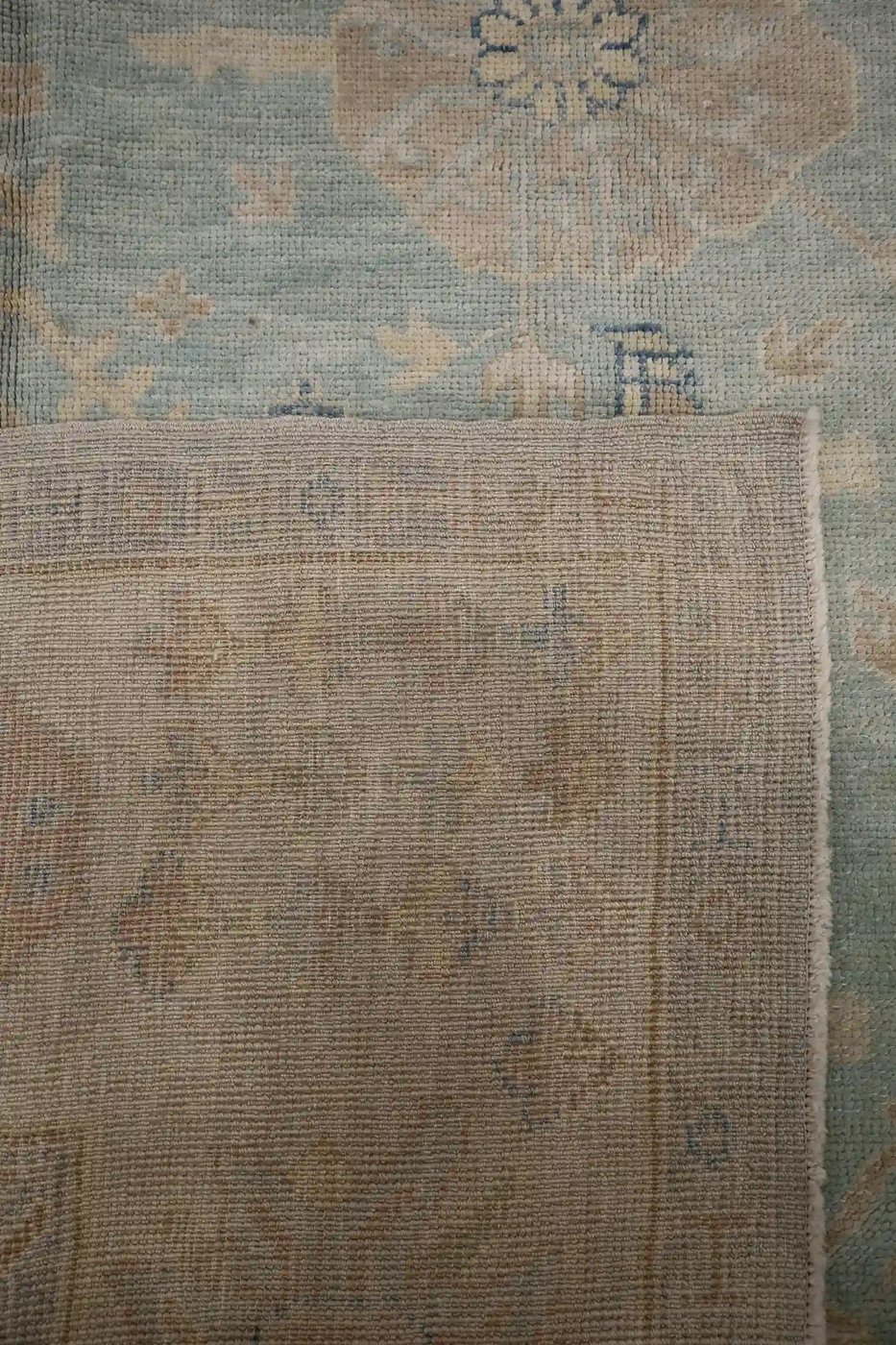 9′ x 12′ Pale Blue Fine Hand-Knotted Turkish Oushak Rug – Transitional Wool