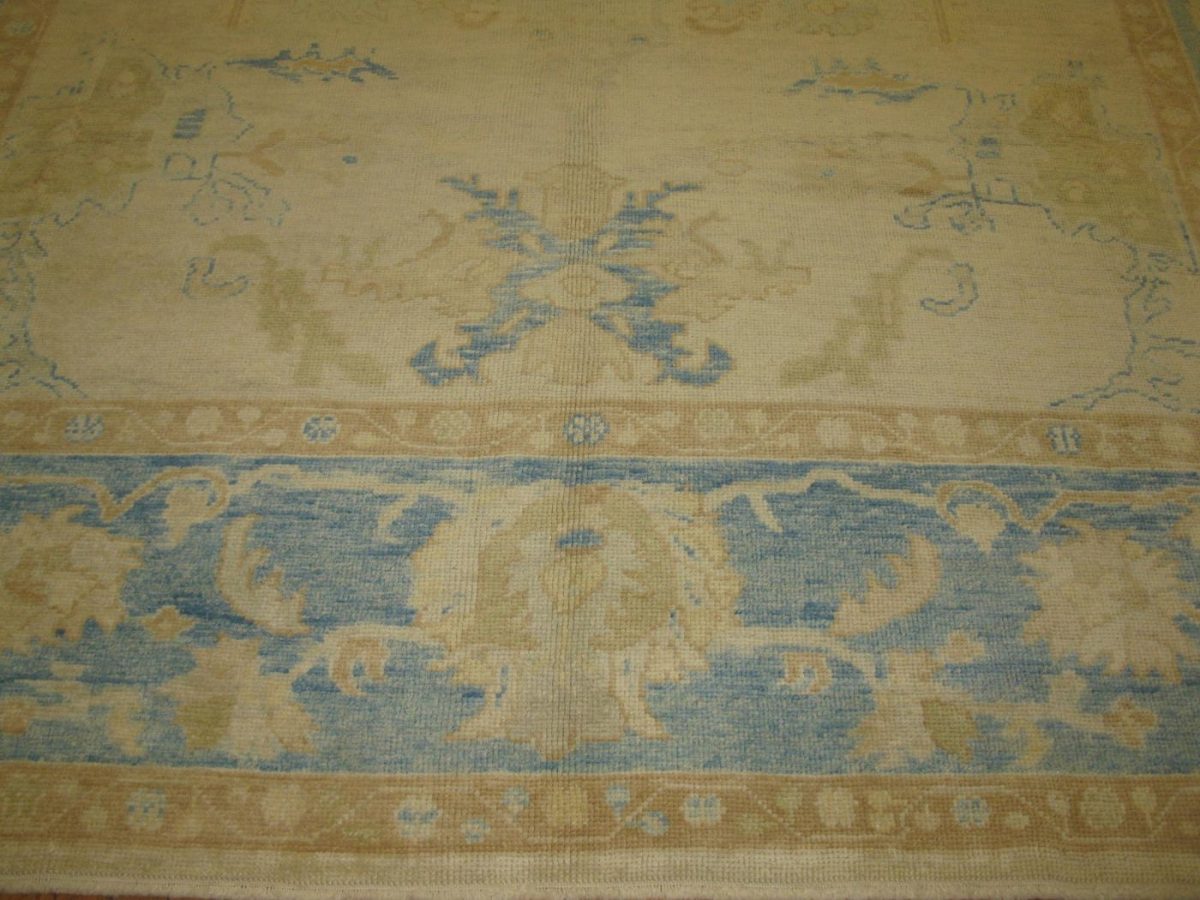 10′ x 13′ Beige Fine Hand-Knotted Turkish Oushak Rug – Transitional Wool - 2 10′ x 13′ Beige Fine Hand-Knotted Turkish Oushak Rug – Transitional Wool