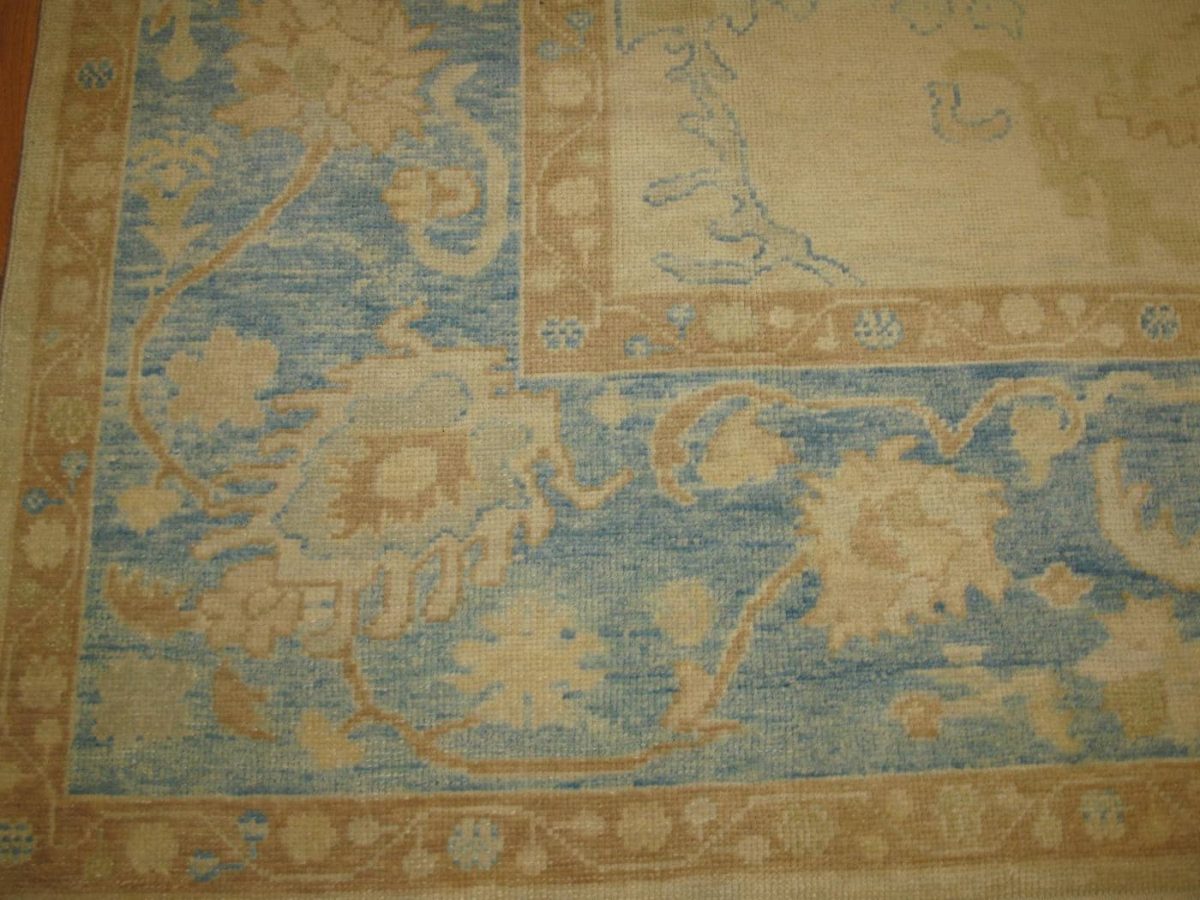10′ x 13′ Beige Fine Hand-Knotted Turkish Oushak Rug – Transitional Wool - 3 10′ x 13′ Beige Fine Hand-Knotted Turkish Oushak Rug – Transitional Wool