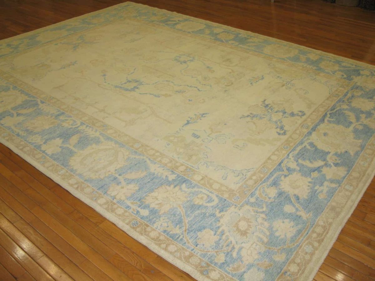 10′ x 13′ Beige Fine Hand-Knotted Turkish Oushak Rug – Transitional Wool - 5 10′ x 13′ Beige Fine Hand-Knotted Turkish Oushak Rug – Transitional Wool