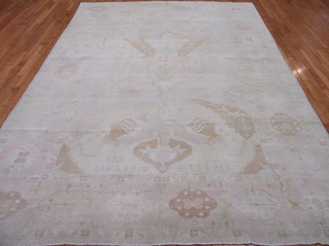 8′ x 11′ Beige Fine Hand-Knotted Egypt Oushak Oriental Rug – Transitional Wool - 1 8′ x 11′ Beige Fine Hand-Knotted Egypt Oushak Oriental Rug – Transitional Wool