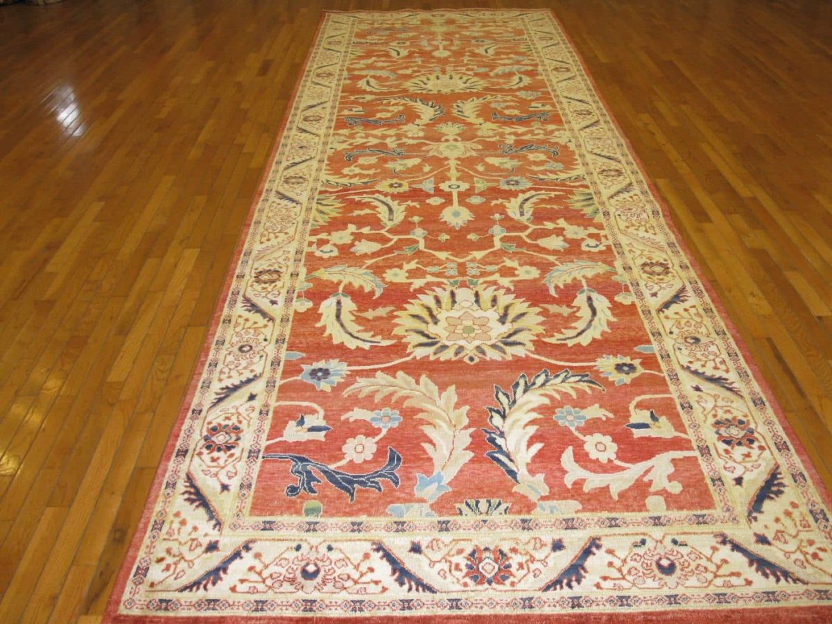 5′ x 16′ Red Fine Hand-Knotted Egyptian Sultanabad Runner – Traditional Wool