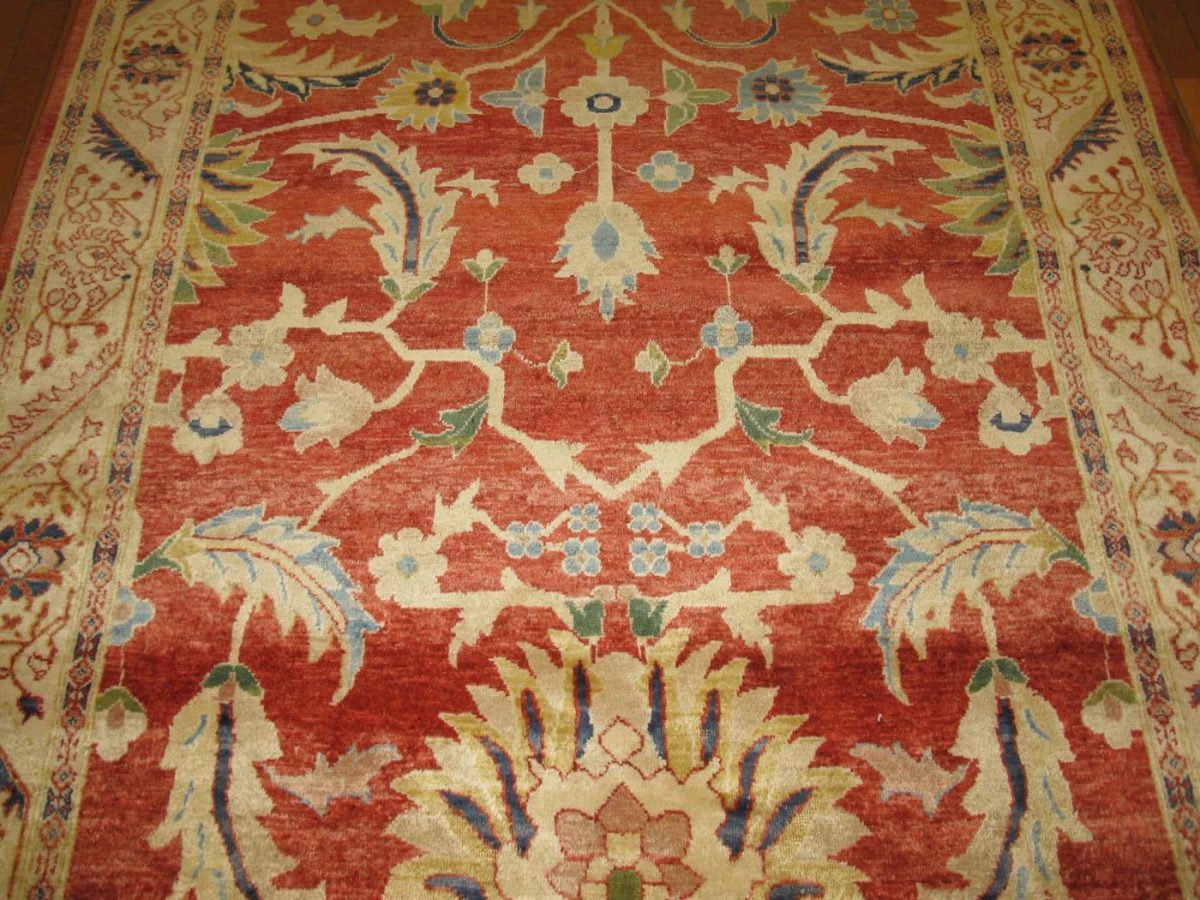 5′ x 16′ Red Fine Hand-Knotted Egyptian Sultanabad Runner – Traditional Wool