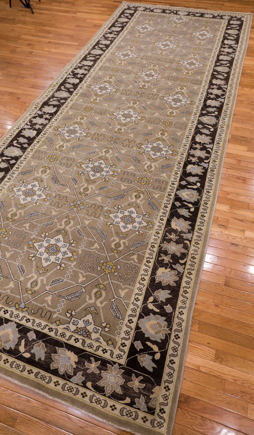 6′ x 15′ Taupe Fine Hand-Knotted Vintage Egyptian Agra Gallery Rug – Traditional Wool