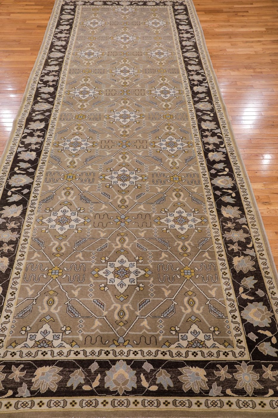6′ x 15′ Taupe Fine Hand-Knotted Vintage Egyptian Agra Gallery Rug – Traditional Wool