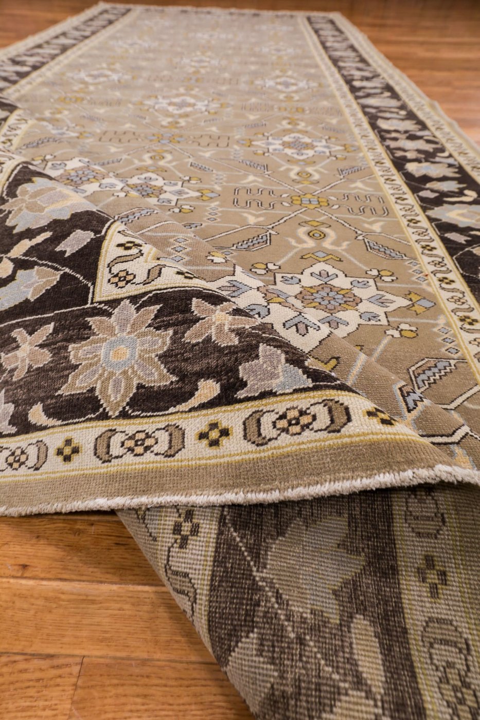 6′ x 15′ Taupe Fine Hand-Knotted Vintage Egyptian Agra Gallery Rug – Traditional Wool