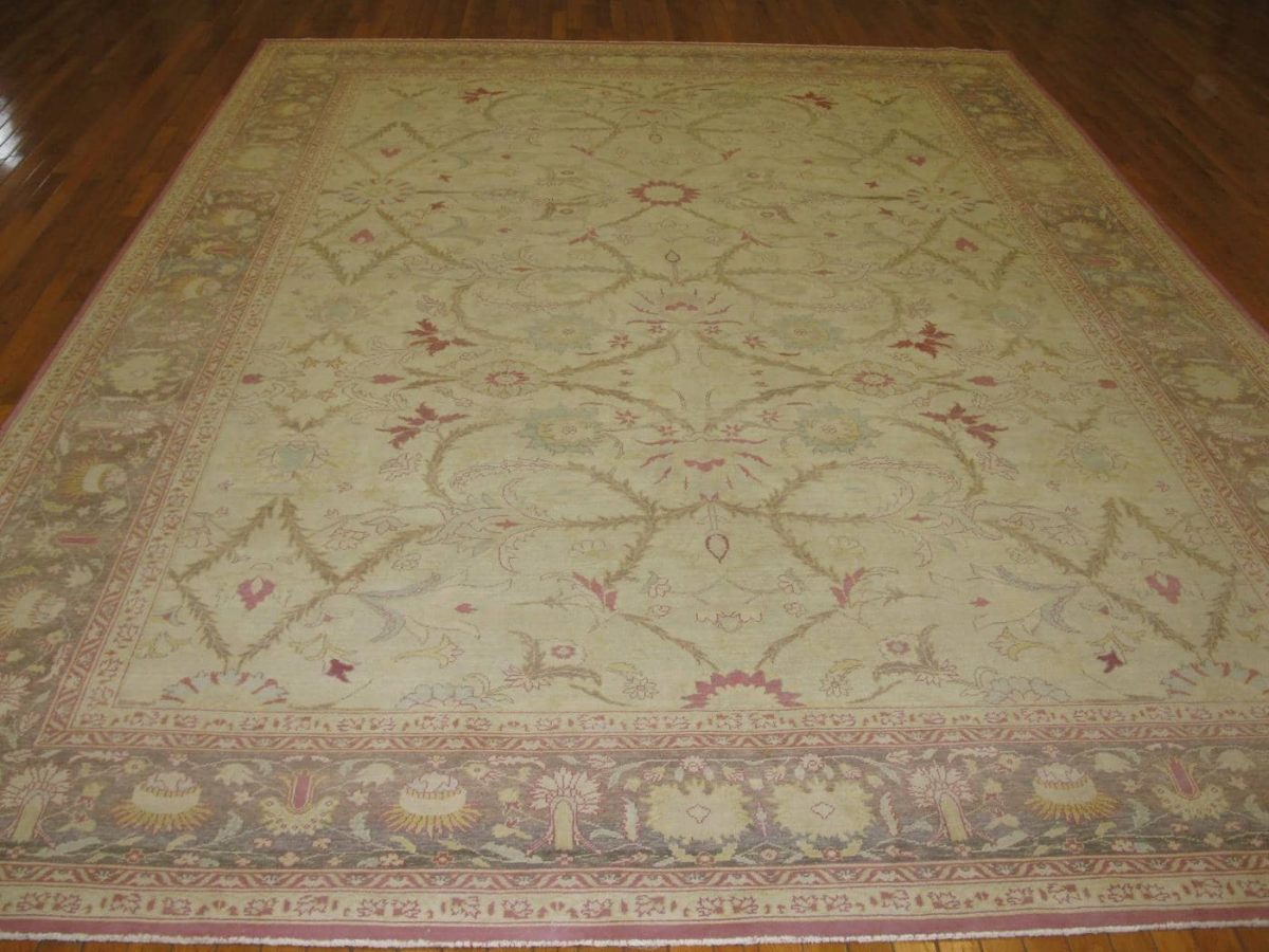 9′ x 13′ Beige Fine Hand-Knotted Egyptian Agra Rug – Traditional Wool
