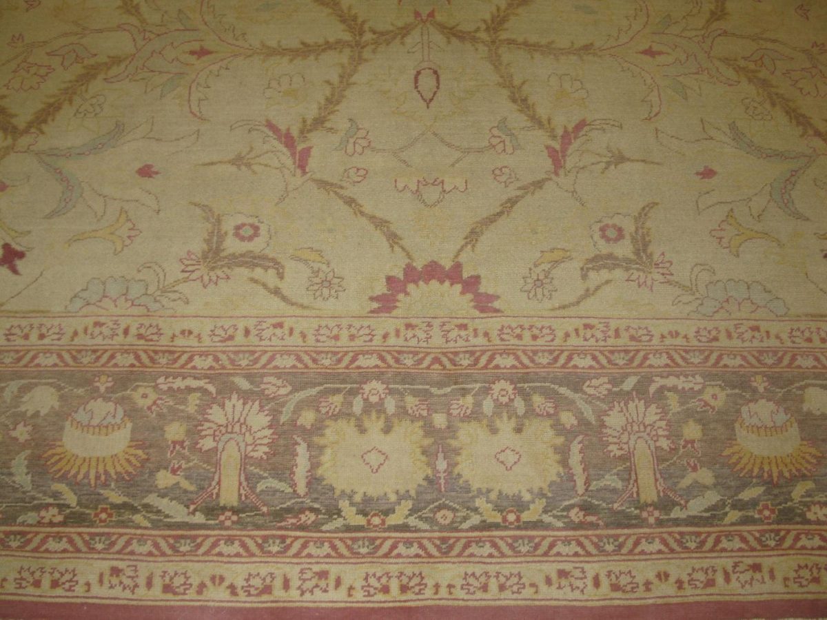 9′ x 13′ Beige Fine Hand-Knotted Egyptian Agra Rug – Traditional Wool
