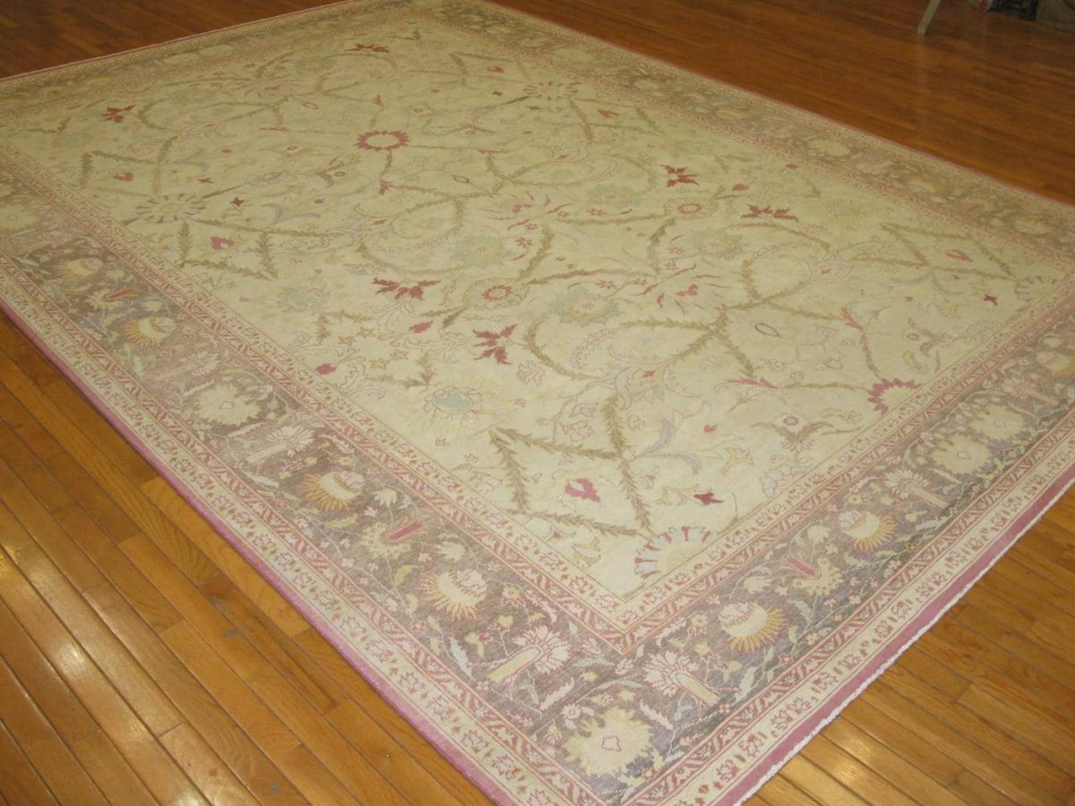 9′ x 13′ Beige Fine Hand-Knotted Egyptian Agra Rug – Traditional Wool