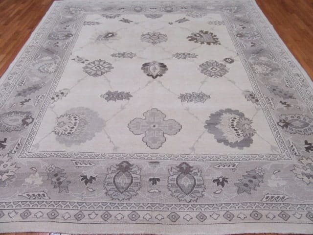 9′ x 10′ Beige Fine Hand-Knotted Egyptian Oushak Rug – Transitional Wool