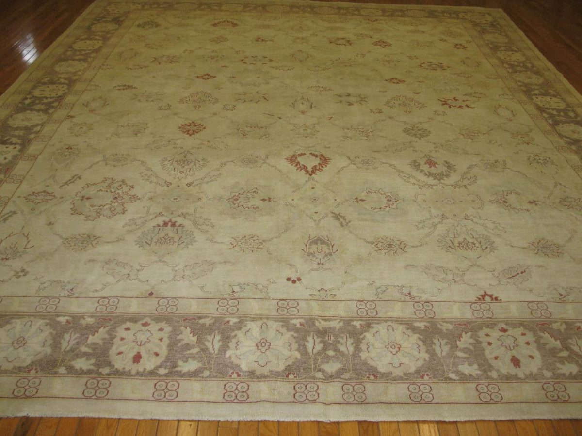 12′ x 15′ Beige Fine Hand-Knotted Egyptian Sultanabad Rug – Traditional Wool