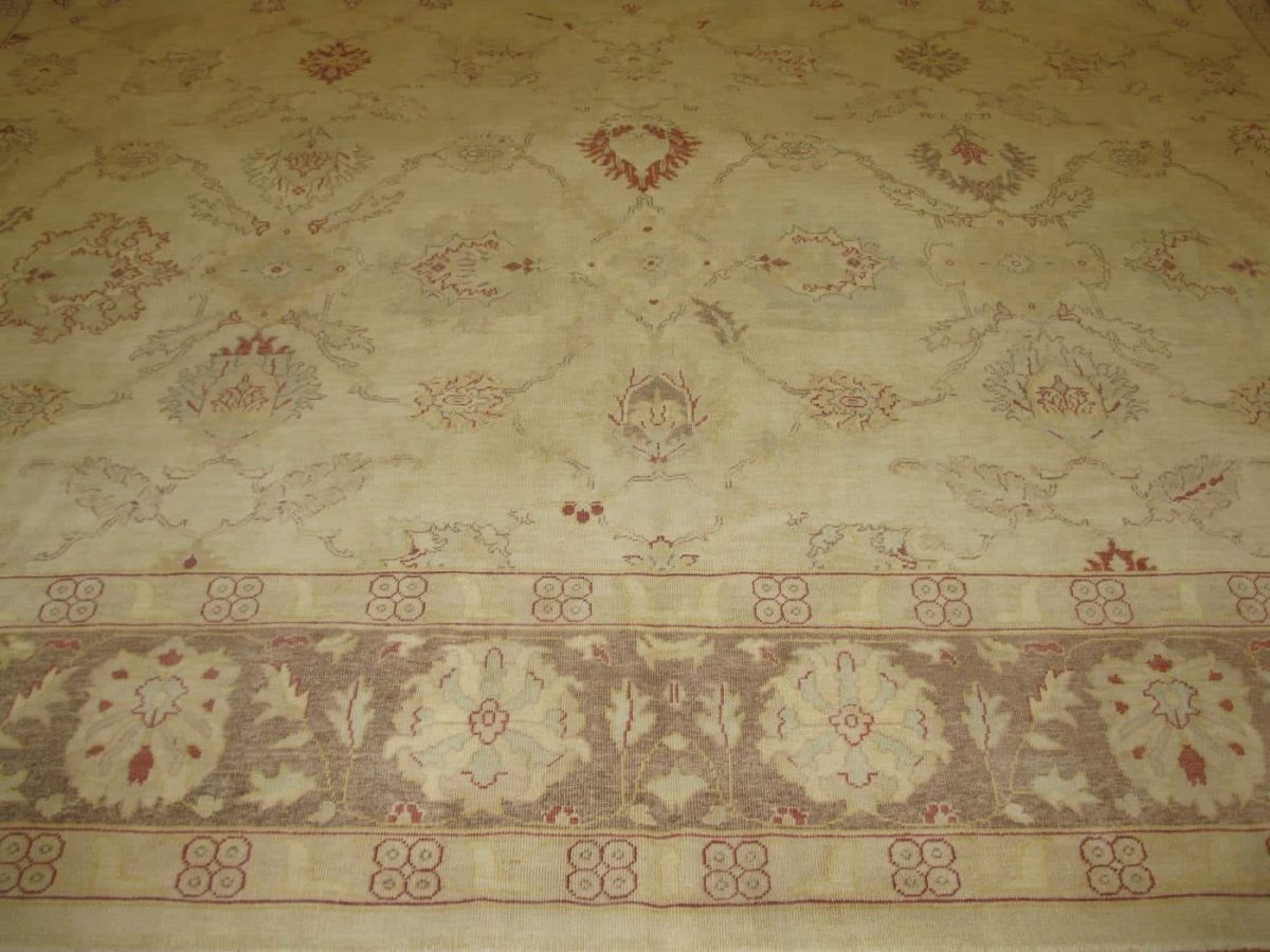 12′ x 15′ Beige Fine Hand-Knotted Egyptian Sultanabad Rug – Traditional Wool