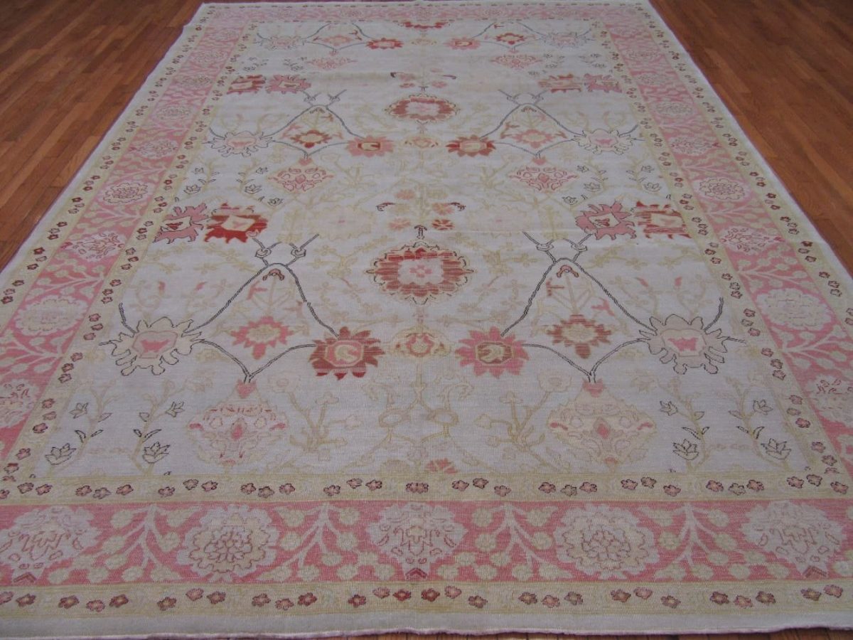 9′ x 12′ Beige Fine Hand-Knotted Egyptian Agra Oriental Rug – Traditional Wool