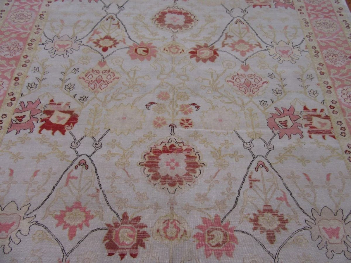 9′ x 12′ Beige Fine Hand-Knotted Egyptian Agra Oriental Rug – Traditional Wool