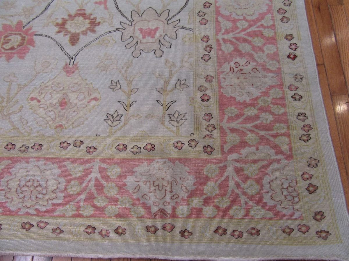 9′ x 12′ Beige Fine Hand-Knotted Egyptian Agra Oriental Rug – Traditional Wool