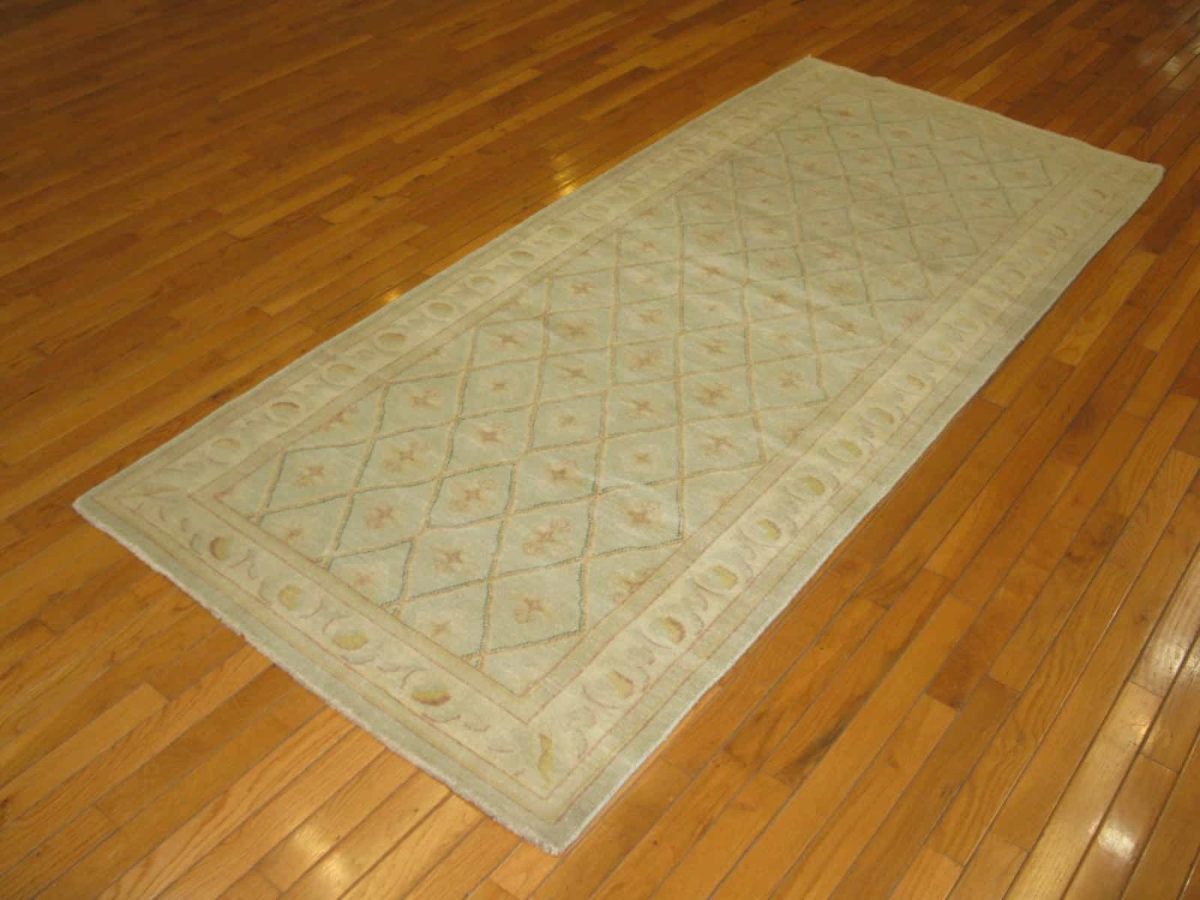 4′ x 8′ Beige Fine Hand-Knotted Egyptian Agra Runner Rug – Traditional Wool