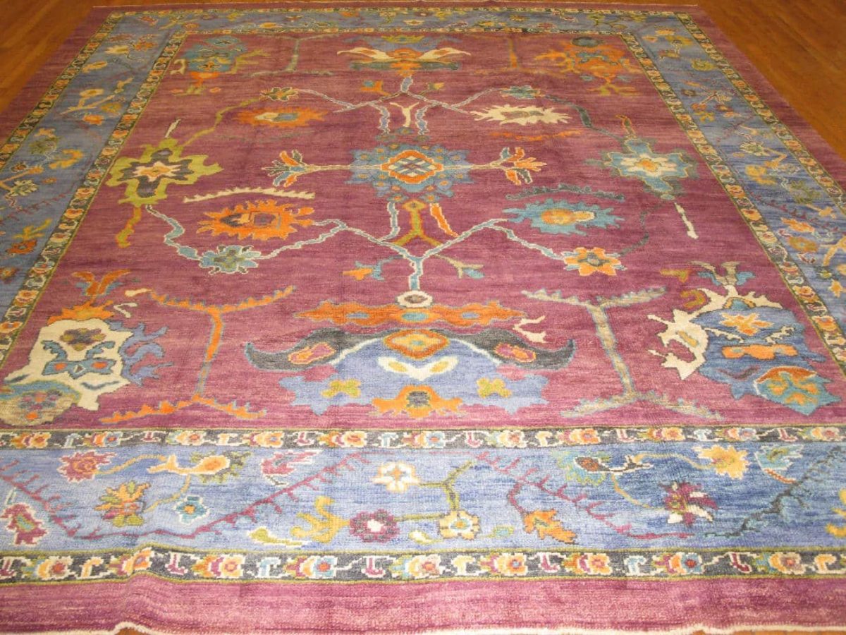 10′ x 12′ Plum Fine Hand-Knotted Turkish Oushak Rug – Traditional Wool - 1 10′ x 12′ Plum Fine Hand-Knotted Turkish Oushak Rug – Traditional Wool