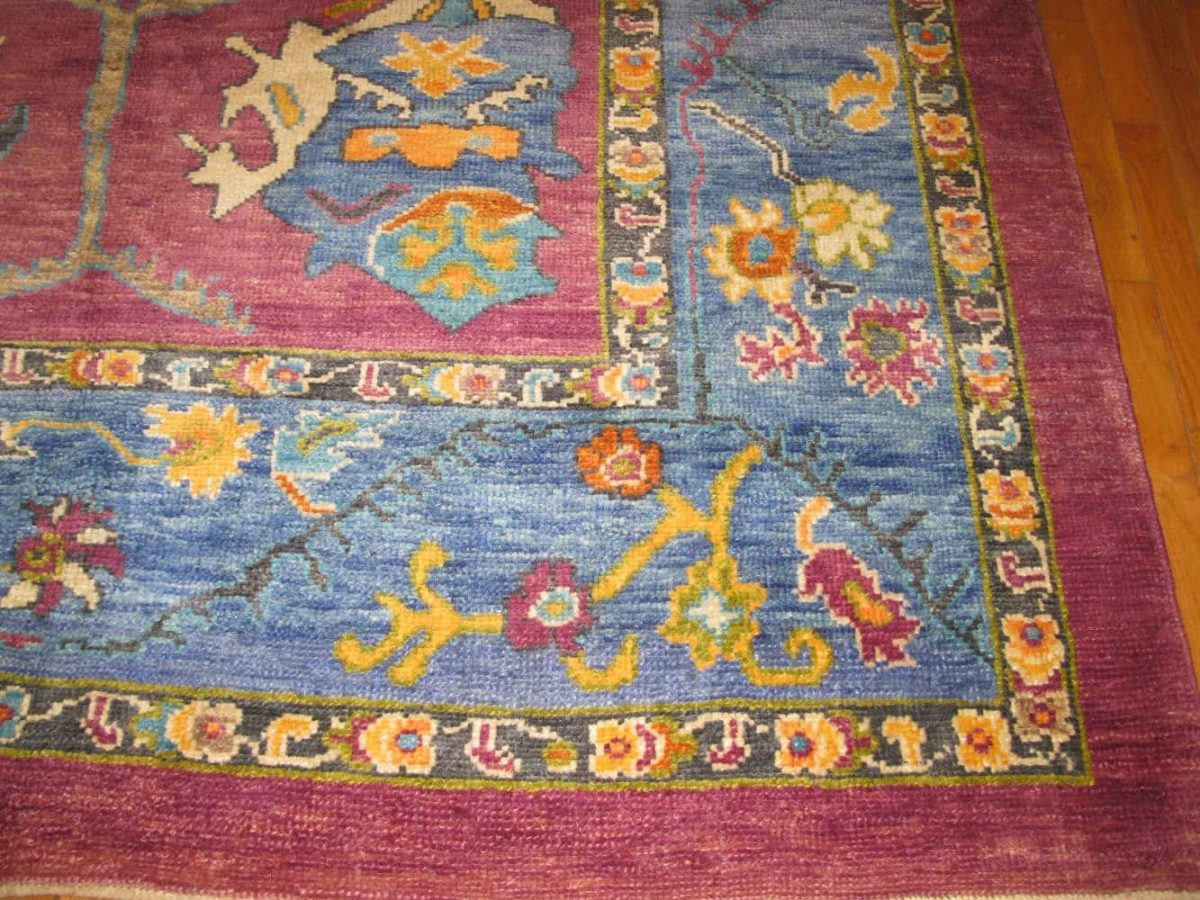 10′ x 12′ Plum Fine Hand-Knotted Turkish Oushak Rug – Traditional Wool - 2 10′ x 12′ Plum Fine Hand-Knotted Turkish Oushak Rug – Traditional Wool
