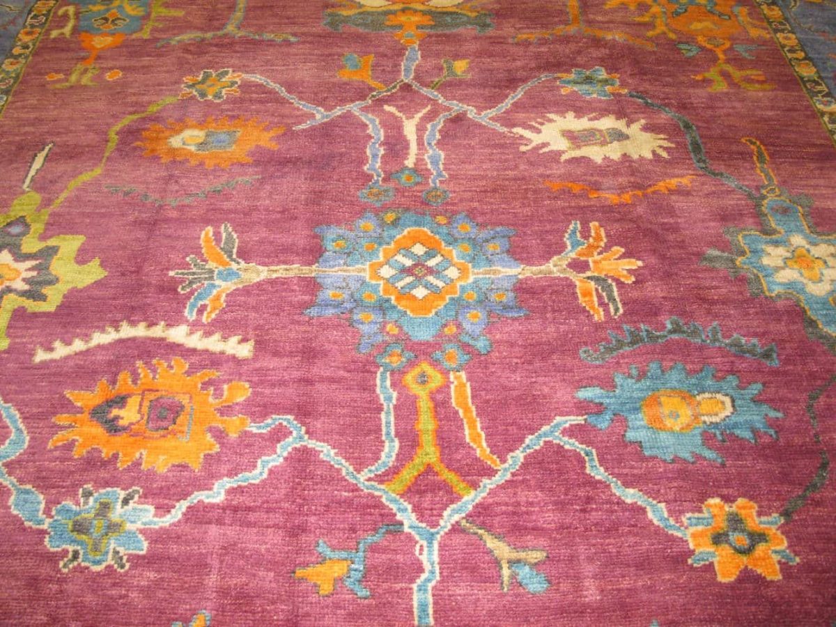10′ x 12′ Plum Fine Hand-Knotted Turkish Oushak Rug – Traditional Wool - 3 10′ x 12′ Plum Fine Hand-Knotted Turkish Oushak Rug – Traditional Wool