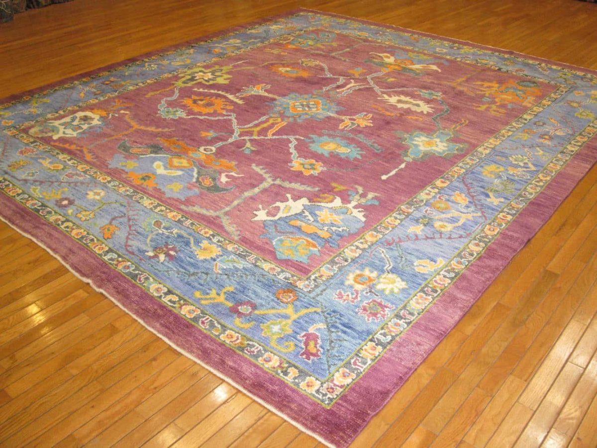 10′ x 12′ Plum Fine Hand-Knotted Turkish Oushak Rug – Traditional Wool - 5 10′ x 12′ Plum Fine Hand-Knotted Turkish Oushak Rug – Traditional Wool