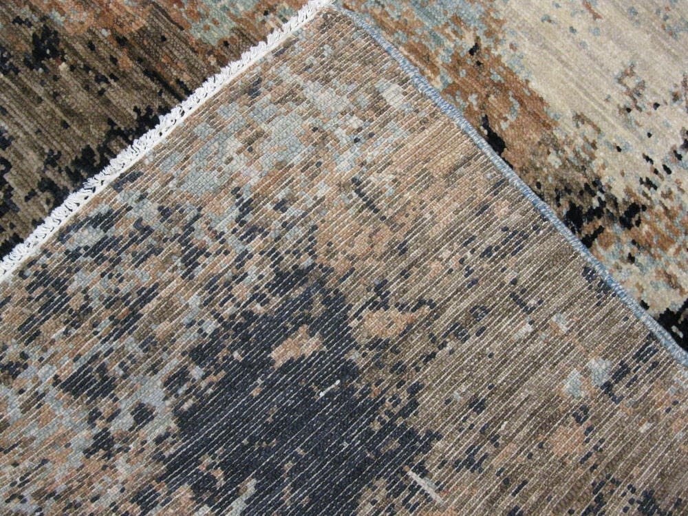 8′ x 10′ Grey Fine Hand-Knotted Indian Modern Design Rug – Contemporary Wool