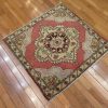 3′ x 3′ Rust Fine Hand-Knotted Turkish Anatolian Rug – Geometric Wool