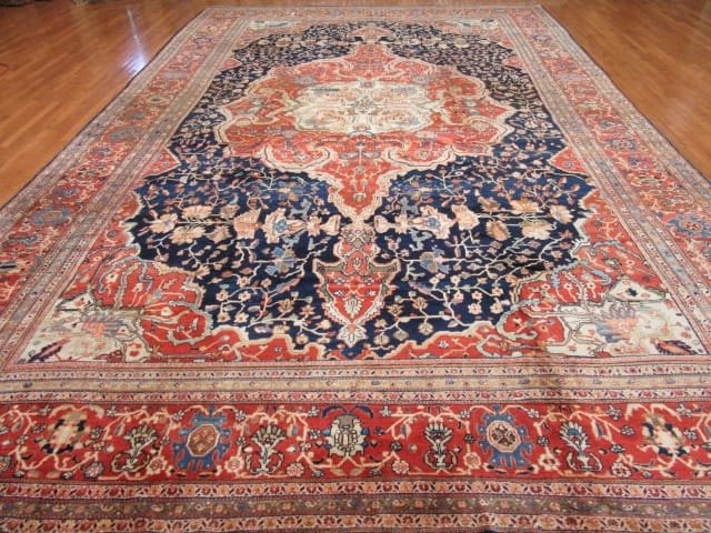 12′ x 19′ Red Fine Hand-Knotted Persian Sarouk Farahan Rug – Traditional Wool
