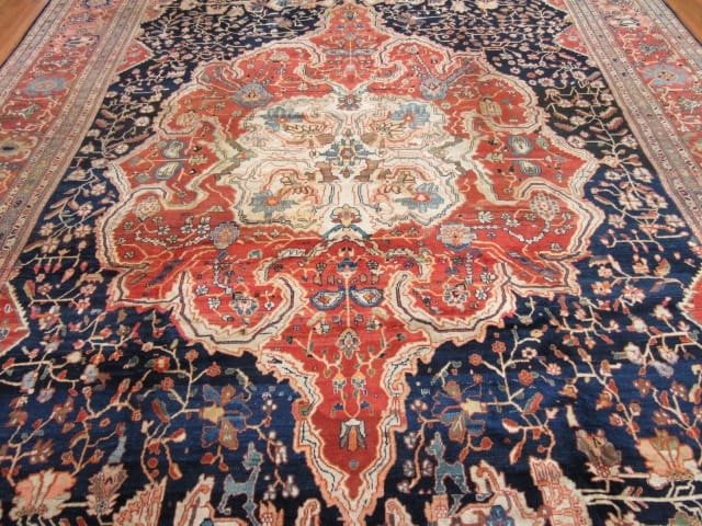 12′ x 19′ Red Fine Hand-Knotted Persian Sarouk Farahan Rug – Traditional Wool