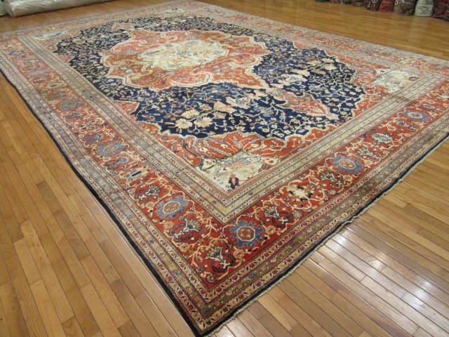 12′ x 19′ Red Fine Hand-Knotted Persian Sarouk Farahan Rug – Traditional Wool