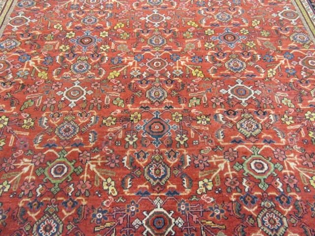11′ x 14′ Red Fine Hand-Knotted Persian Mahal Rug – Allover Wool